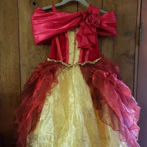 Deluxe Red and Gold Disney Belle Christmas dress
